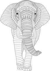 Fototapeta premium Colouring pictures of mandala stylized elephant coloring book page on a white background. African wildlife elephant coloring page for adults.