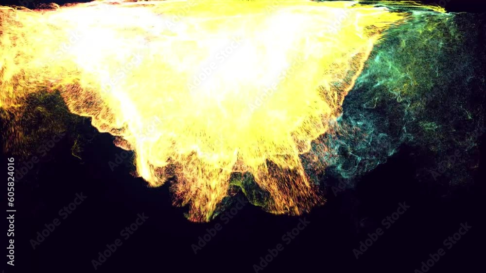 Poster shockwave. colorful beautiful bg with lambent magic particles. glow particles spread like ink effect