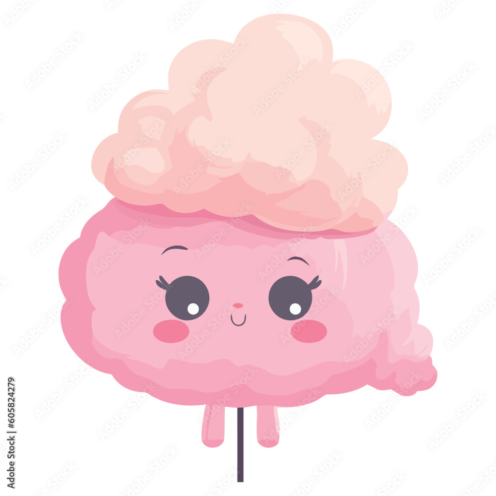 Sticker sweet cotton sugar kawaii smiling character