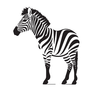 Black zebra logo, icon design template, zebra animal silhouette illustration. 2d illustration in doodle, cartoon style.
