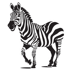 Fototapeta na wymiar Black zebra logo, icon design template, zebra animal silhouette illustration. 2d illustration in doodle, cartoon style. 