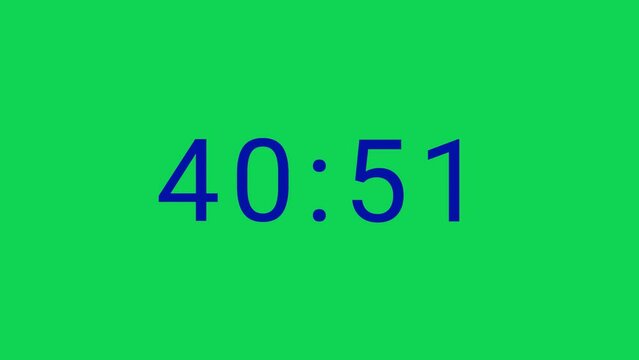 Stylish 45 seconds analog 4 digits countdown clock timer. Blue navy number on Green Screen Chroma Key. 4 digits number count. Simple and minimal 4K footage motion