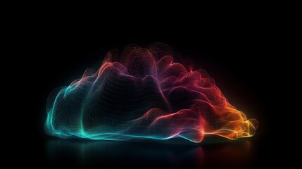 Cloud shape is made of bright glowing neon lines, Generative AI
