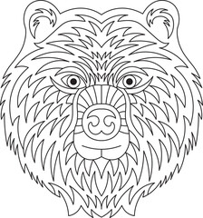 Coloring page of panda bear hand drawn zentangle style vector illustration
