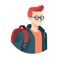 One person, a student standing with backpack