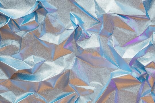 wallpaper for seamless iridescent silver holographic crumpled chrome foil vaporwave background texture trendy shiny birthday glitter or disco glam pattern retro 80s cyberpunk or webpunk  generative ai