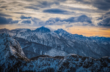 Mountain ski resort Nassfeld near Hermagor, Austria - morning view of well prepared slopes with no people. January 2022