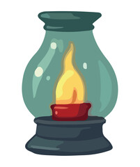 An antique lantern with a glowing candle