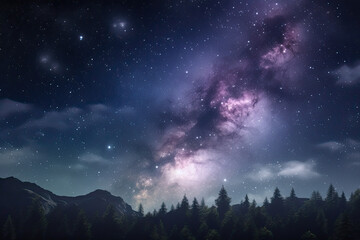 Fototapeta premium Captivating celestial background, a breathtaking night sky filled with stars, nebulae, and cosmic wonders, perfect for astronomy-related content, sci-fi designs, or spiritual themes