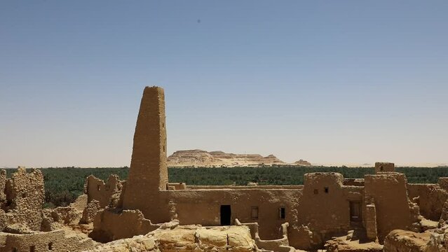 Beautiful view of the Mosque at Aghurmi near Oracle Temple in Siwa Oasis, Egypt