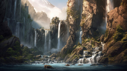 A majestic waterfall illustration