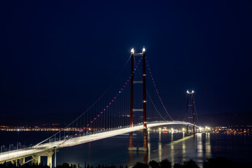 Fototapeta na wymiar Çanakkale 1915 Bridge Became One of the World's Largest Suspension Bridges ( Çanakkale 1915 Köprüsü ) 
