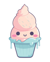 Cute snowman enjoys gourmet cupcake