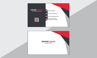 Modern and simple business card design Red and Black business card design professional business card template.