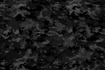 background seamless rough textured military hunting or paintball camouflage pattern in a dark black and grey night palette tileable abstract contemporary classic camo fashion textile  generative ai - obrazy, fototapety, plakaty
