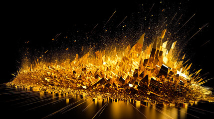 3D rendering of digital technology concept. Abstract background with golden particles. Ai generated