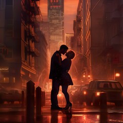 Kiss in the City by night