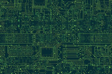 Estores personalizados com sua foto wallpaper for seamless electronics circuit board background texture high tech motherboard pattern in neon lime green and dark turquoise verdigris a fun geeky engineering or computer scie generative ai