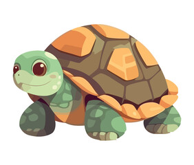 Cute turtle sitting , cheerful mascot
