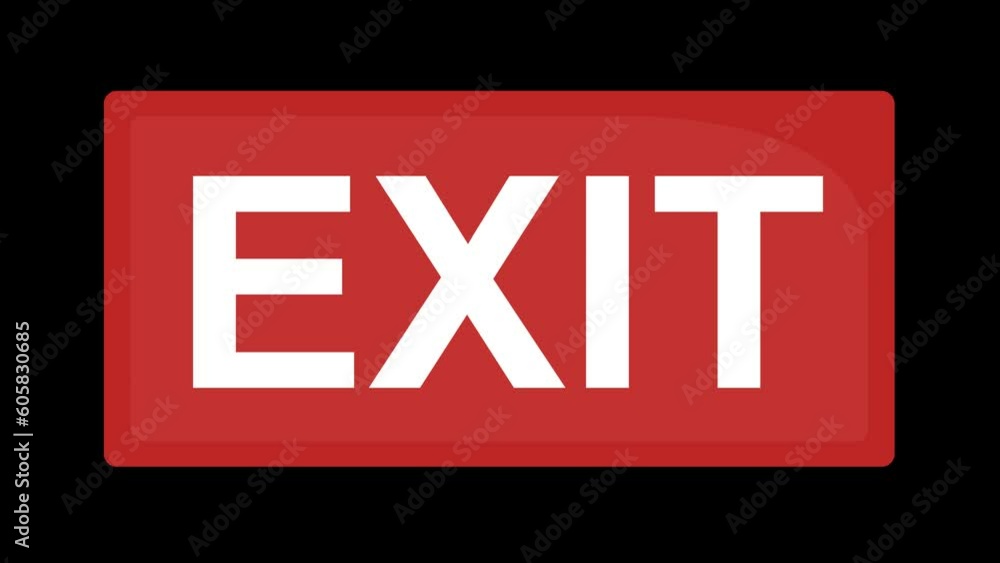 Poster video animation of exit poster, on a transparent background with alpha channel at zero