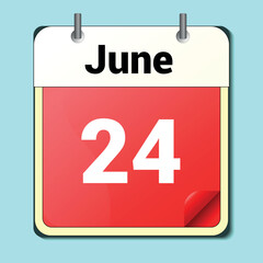day on the calendar, vector image format, June 24