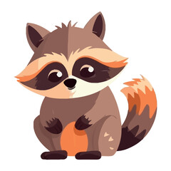Cute raccoon sitting in nature