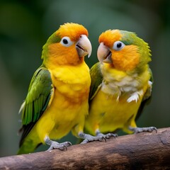 Adorable Yellow-thighed Caique Engaged in Playful Antics