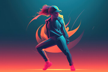 Fototapeta na wymiar Female hip hop dancer abstract illustration - generative ai