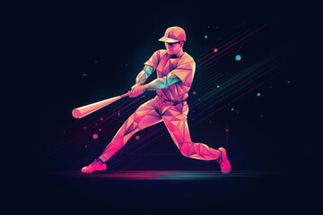 Baseball player abstract illustration - generative ai
