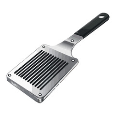 Shiny kitchen utensil spatula on white background