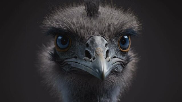 A face of an ostrich on a closer look with the long neck and beak AI generated