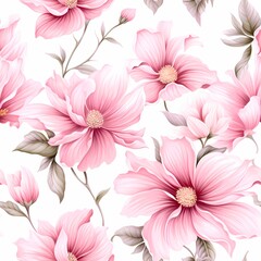 Fototapeta premium Repeatable pink flower pattern tileGenerative AI