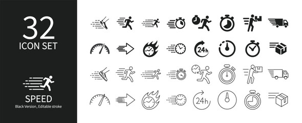 Speed-related icon set