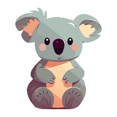 Cute koala sitting, smiling with fluffy fur