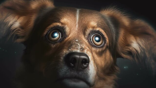 The big brown eyes of the dog with the flappy ears looking far away AI generated