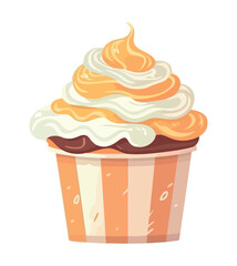 Cute cupcake icon with whipped cream