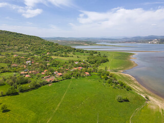 Naklejka premium Aerial view of Studen Kladenets Reservoir, Bulgaria