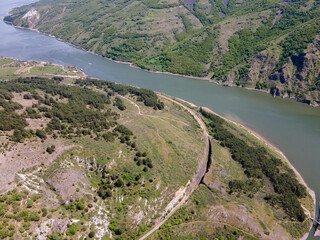 Fototapeta premium Aerial view of Studen Kladenets Reservoir, Bulgaria