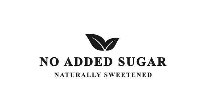 No added sugar label or No added sugar logo vector isolated in flat style. No added sugar label for product packaging design element. Simple No added sugar logo for packaging design element.