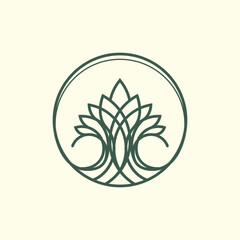 Tree logo with circular lines and a luxurious impression