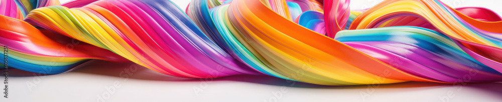 Aufkleber abstract modern spectrum multicolored texture, wallpaper with wavy layers and ruffles. ai generative