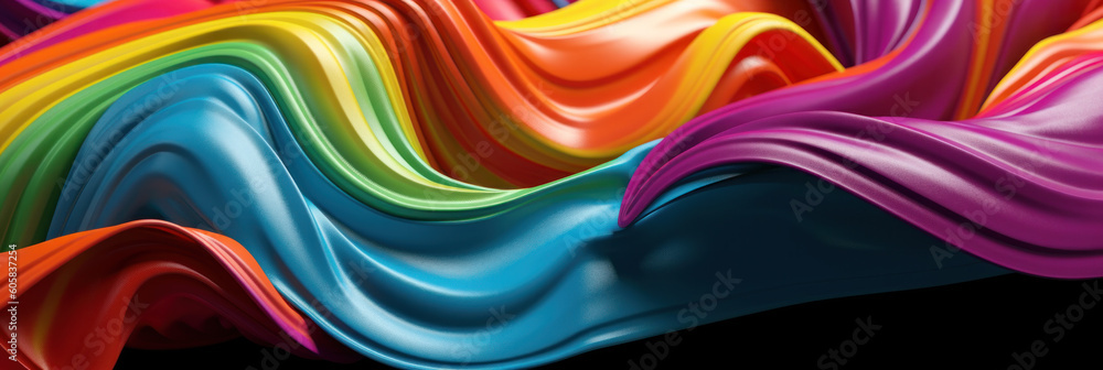 Poster abstract modern spectrum multicolored texture, wallpaper with wavy layers and ruffles. ai generative