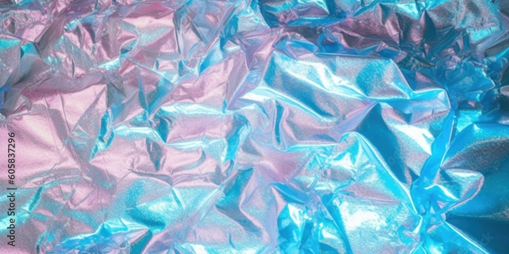 Poster iridescent wavy soft foil textured holographic abstract background. synthwave. ai generative illustr