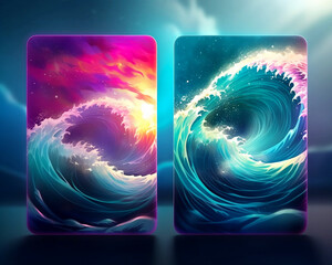 Realistic psychic waves card design illustration created with Generative AI technology