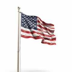 Rendering of Waving American Flag with Isolated White Background Generative Illustration