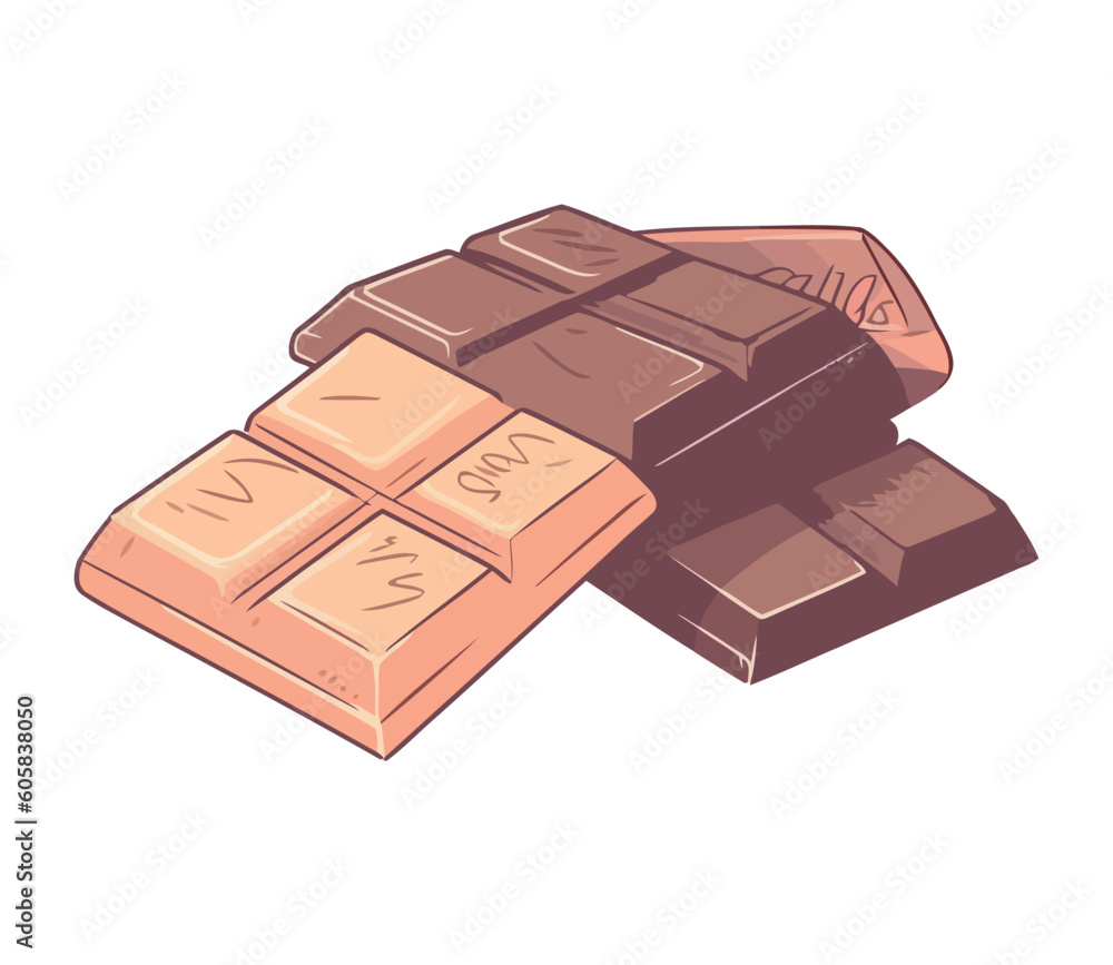 Wall mural chocolate snack on white background