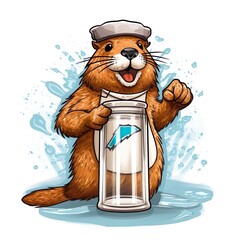 bear with a cup of coffee