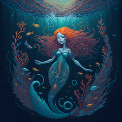 A vibrant and whimsical illustration of The Little Mermaid