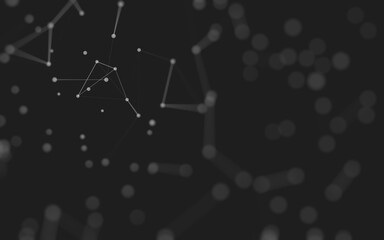 Abstract background. Molecules technology with polygonal shapes, connecting dots and lines. Connection structure. Big data visualization.