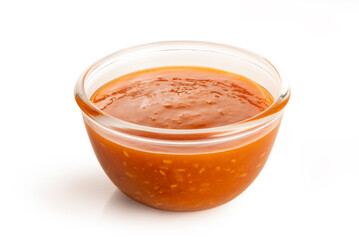 Sukiyaki sauce. Thai sukiyaki sauce in glass bowl isolated on white background.